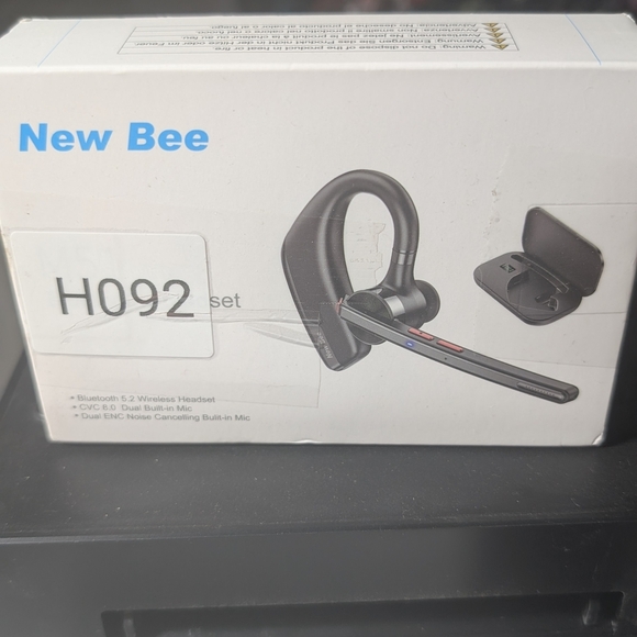 Bluetooth Headset Black Audio Device Packaging with Certification Marks - Picture 2 of 2